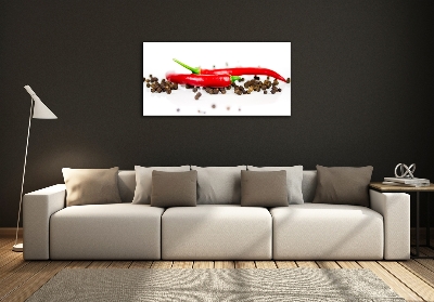 Glass wall art Chilli and pepper