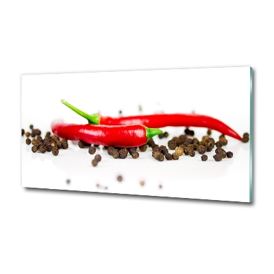 Glass wall art Chilli and pepper