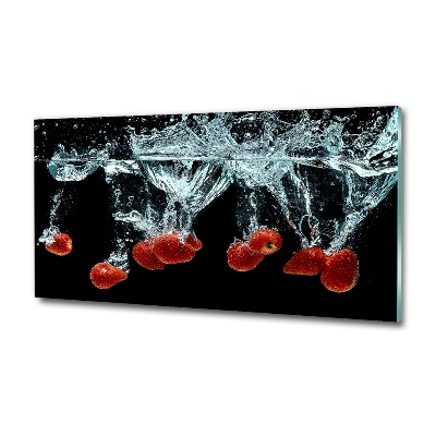 Glass art print Strawberries under water