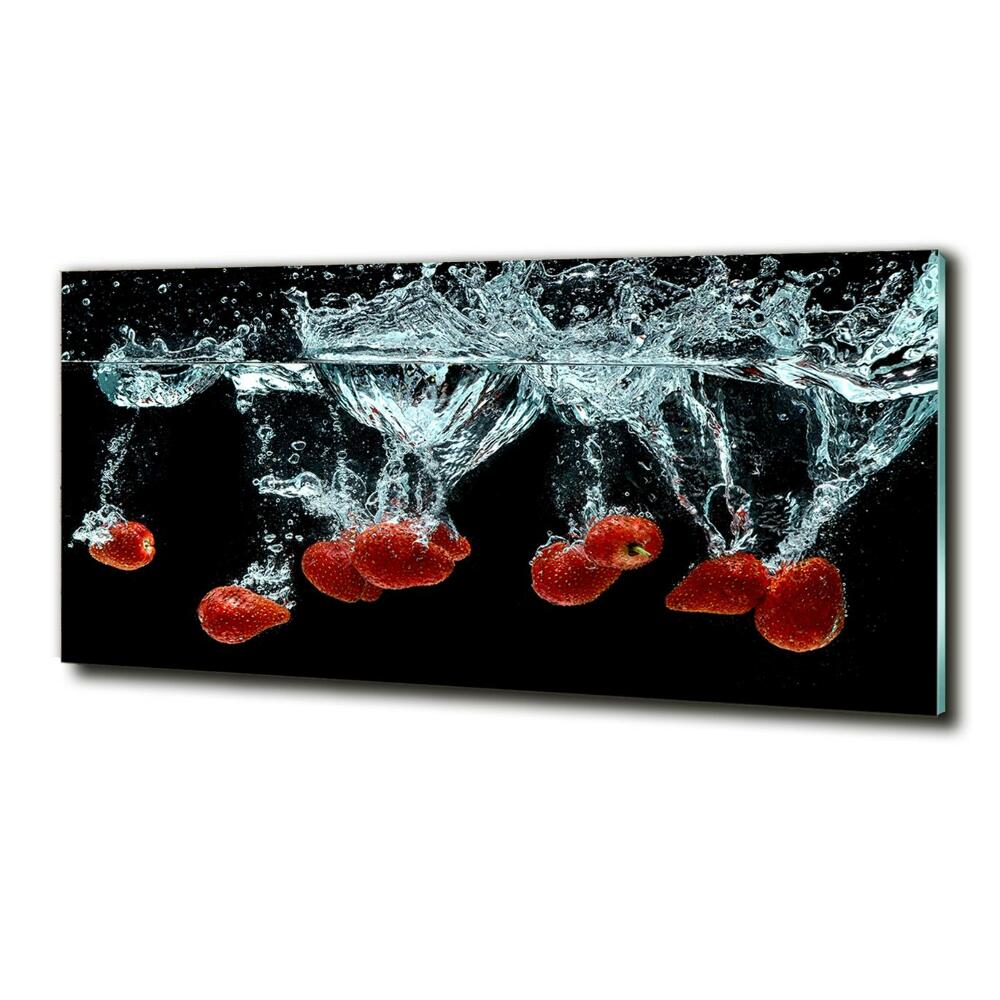 Glass art print Strawberries under water