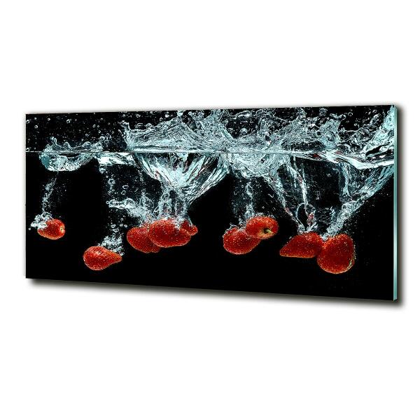 Glass art print Strawberries under water