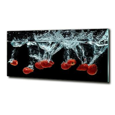 Glass art print Strawberries under water