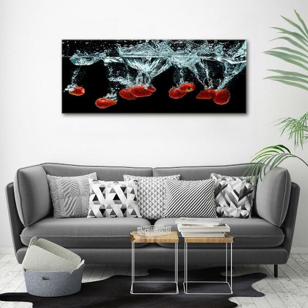 Glass art print Strawberries under water