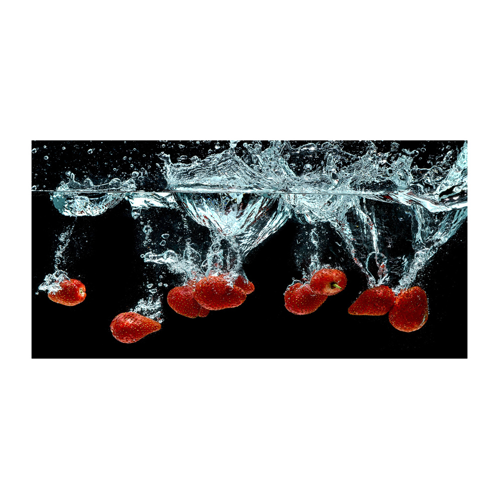 Glass art print Strawberries under water