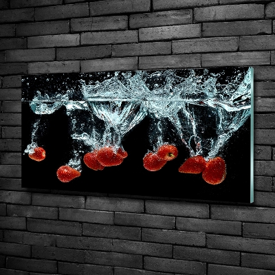 Glass art print Strawberries under water