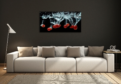 Glass art print Strawberries under water