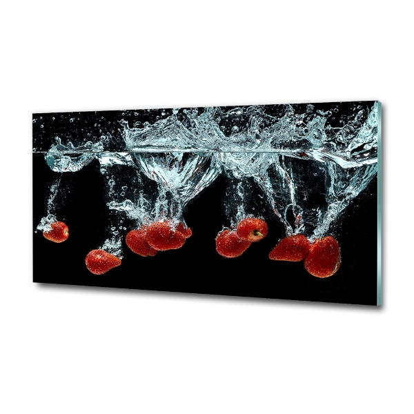 Glass art print Strawberries under water