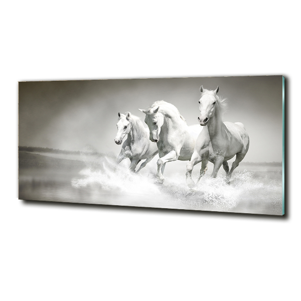 Photo printed on glass White horses