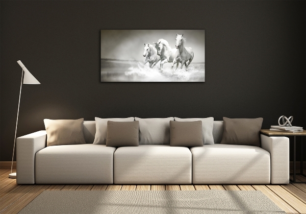 Photo printed on glass White horses