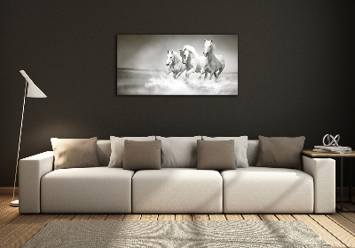 Photo printed on glass White horses