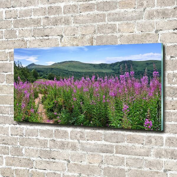 Glass picture wall art Green hills