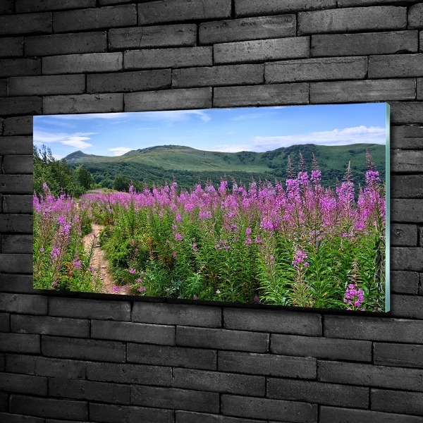 Glass picture wall art Green hills