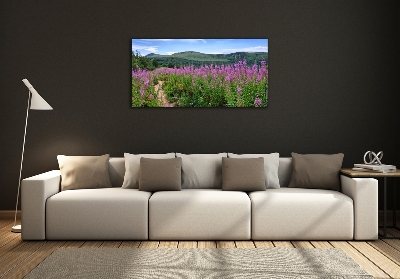 Glass picture wall art Green hills