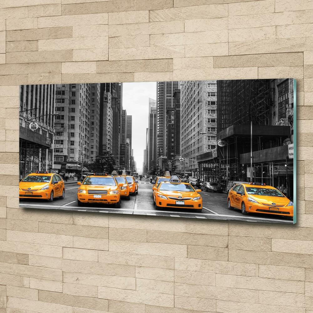 Glass wall art large New york taxis