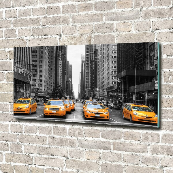 Glass wall art large New york taxis