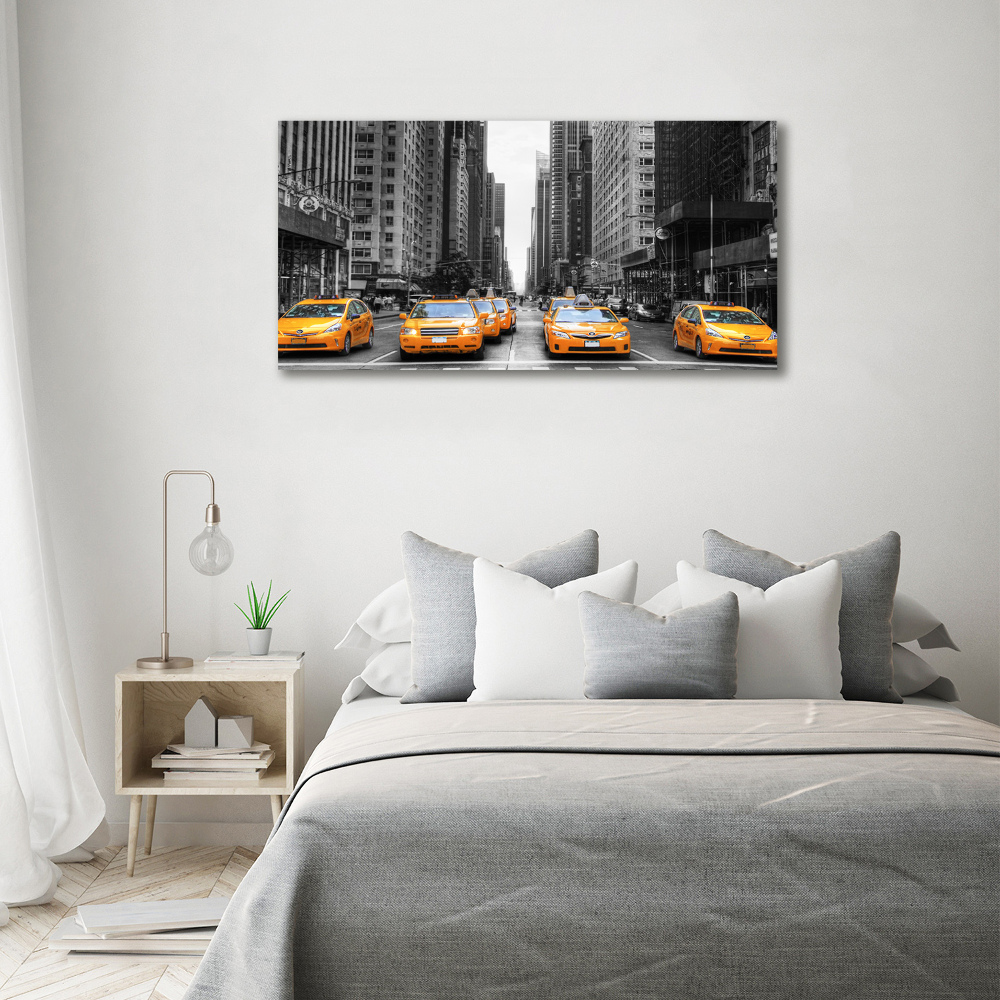 Glass wall art large New york taxis