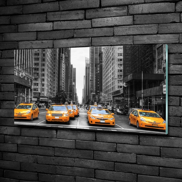 Glass wall art large New york taxis