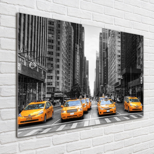 Glass wall art large New york taxis