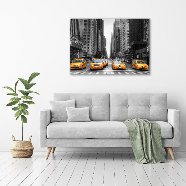 Glass wall art large New york taxis