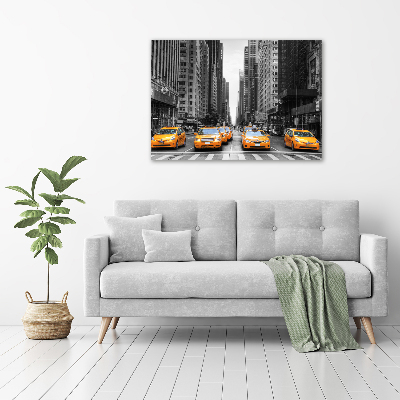 Glass wall art large New york taxis