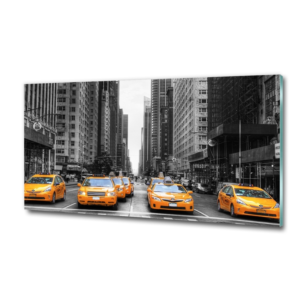 Glass wall art large New york taxis