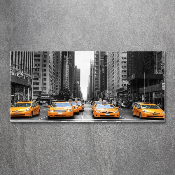 Glass wall art large New york taxis