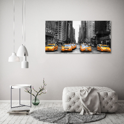 Glass wall art large New york taxis