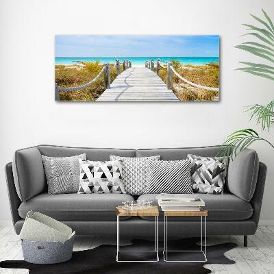 Printed glass wall art Path at the sea