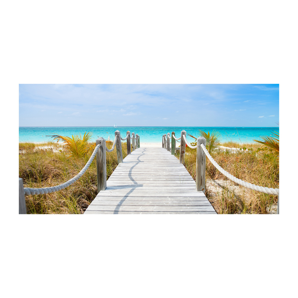 Printed glass wall art Path at the sea