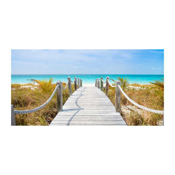 Printed glass wall art Path at the sea