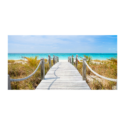 Printed glass wall art Path at the sea