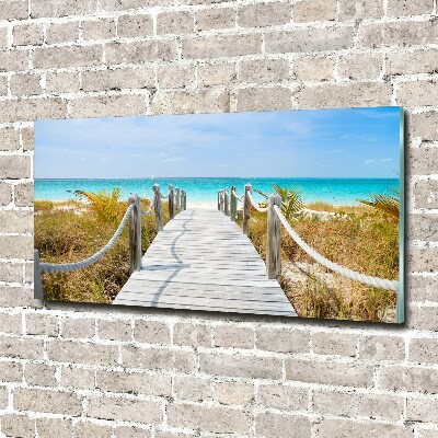 Printed glass wall art Path at the sea