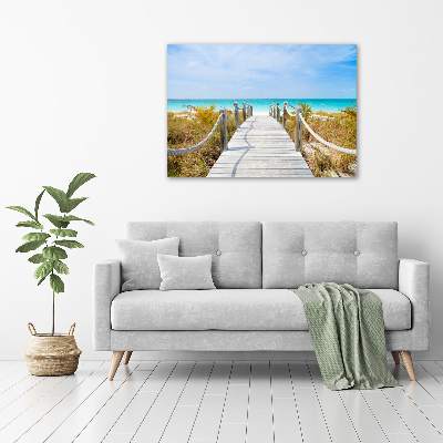 Printed glass wall art Path at the sea