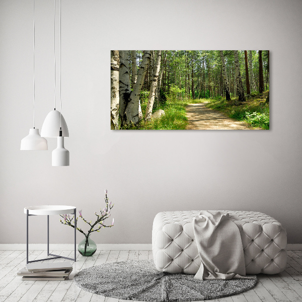 Printed glass wall art Path in the forest