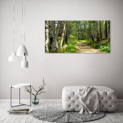 Printed glass wall art Path in the forest