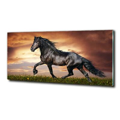 Glass art picture Trotting horse