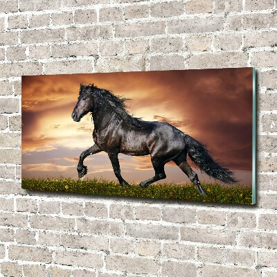 Glass art picture Trotting horse