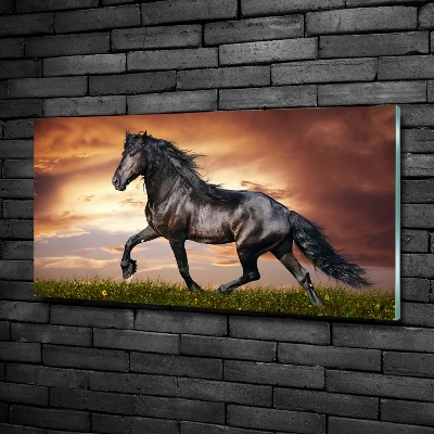 Glass art picture Trotting horse