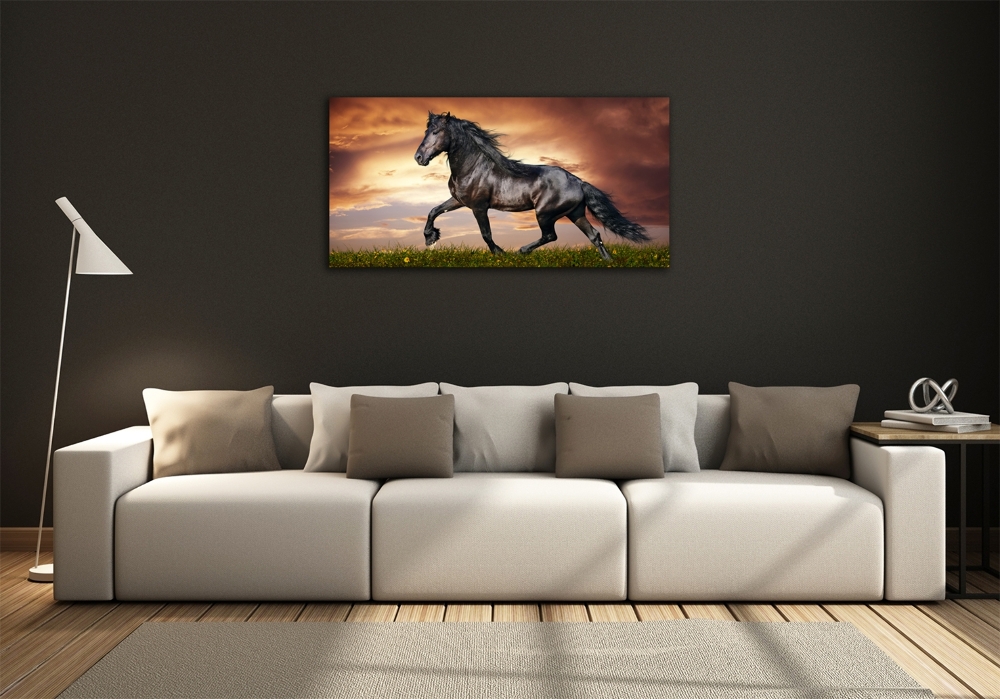 Glass art picture Trotting horse