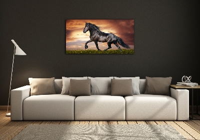 Glass art picture Trotting horse