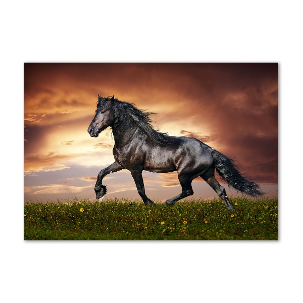 Glass art picture Trotting horse