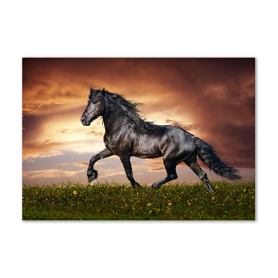 Glass art picture Trotting horse