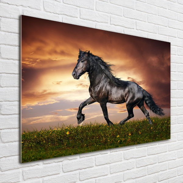 Glass art picture Trotting horse