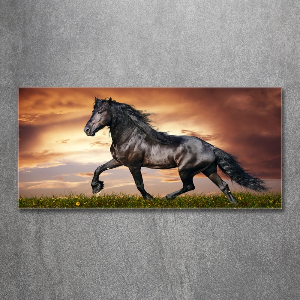 Glass art picture Trotting horse