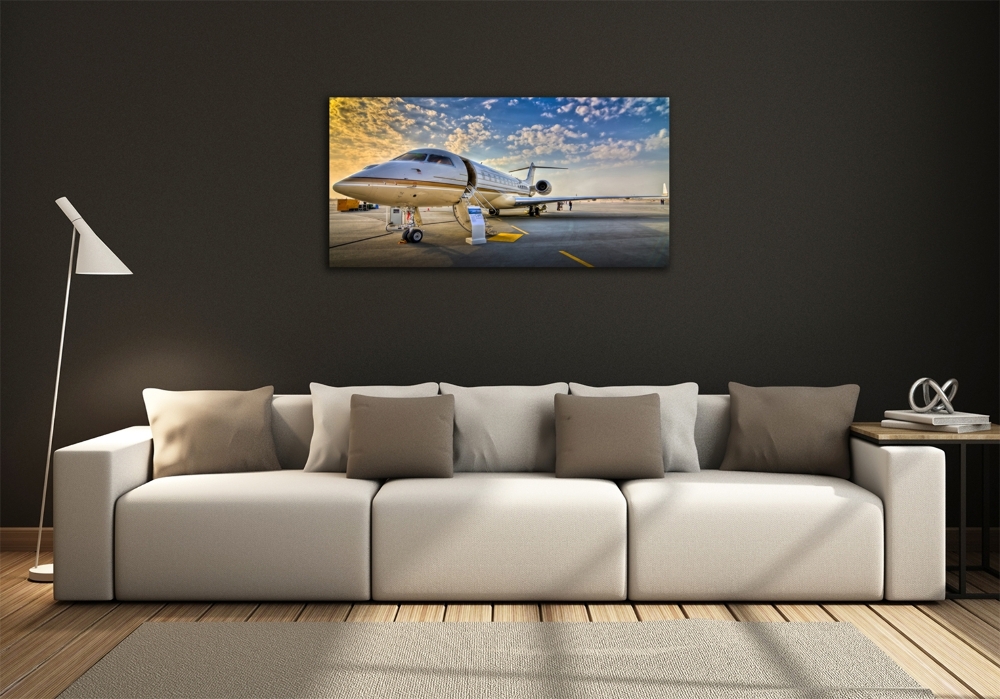 Glass wall art large Plane