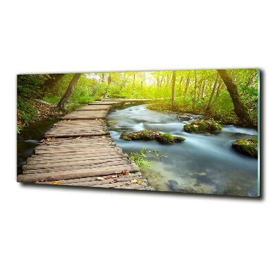 Glass wall art large Path over the river