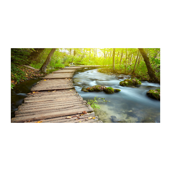 Glass wall art large Path over the river