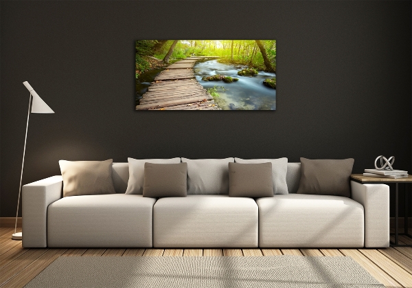 Glass wall art large Path over the river