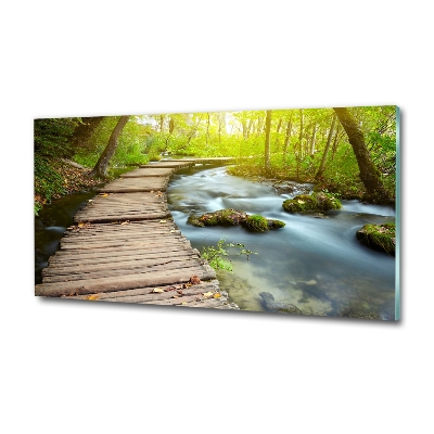 Glass wall art large Path over the river