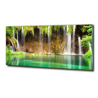 Glass wall art large Plitwickie lakes